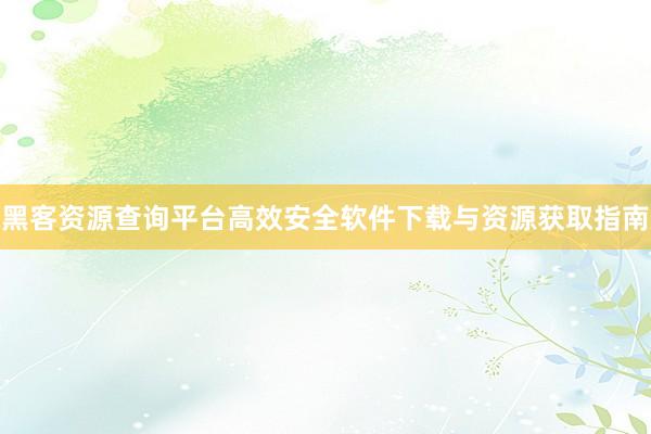 黑客资源查询平台高效安全软件下载与资源获取指南