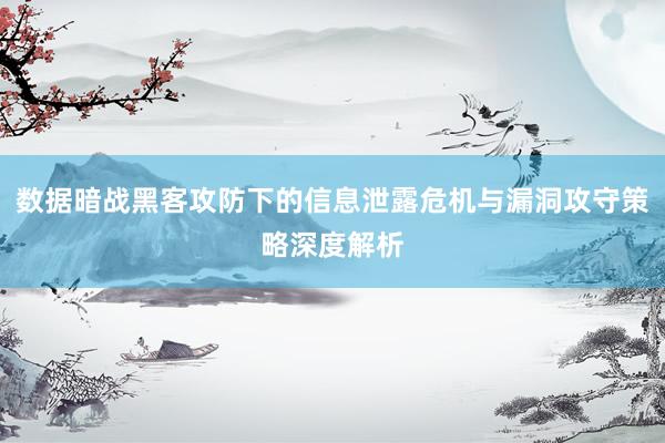 数据暗战黑客攻防下的信息泄露危机与漏洞攻守策略深度解析