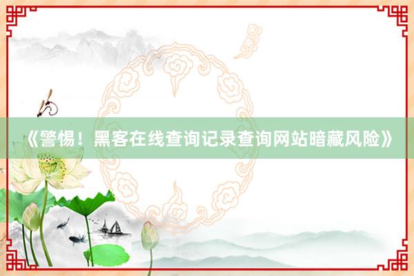 《警惕！黑客在线查询记录查询网站暗藏风险》